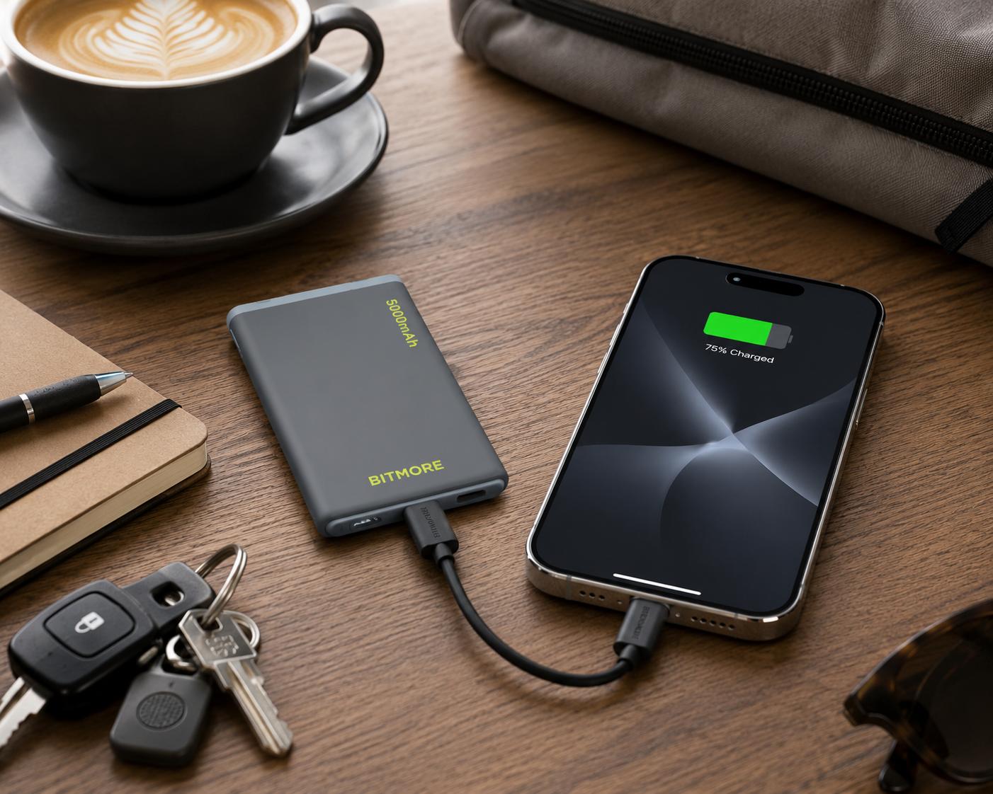 5000mAh Recycled Power Bank with USB-A and USB-C Outputs - bitmore.co.uk