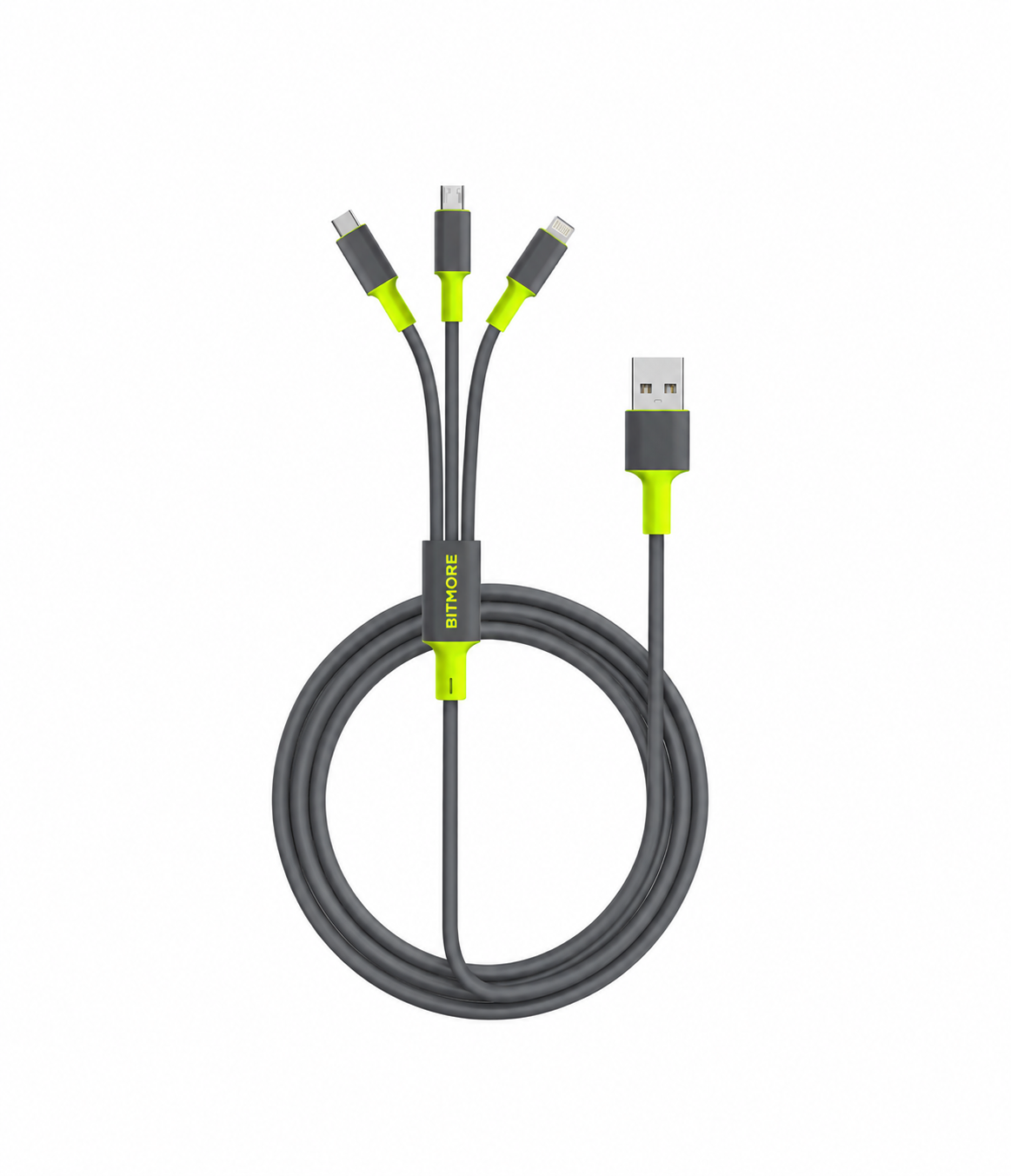 1m - 3 in 1 Rapid Cable for Type C, Micro & Lightning (Charge 3 devices simultaneously) - bitmore.co.uk