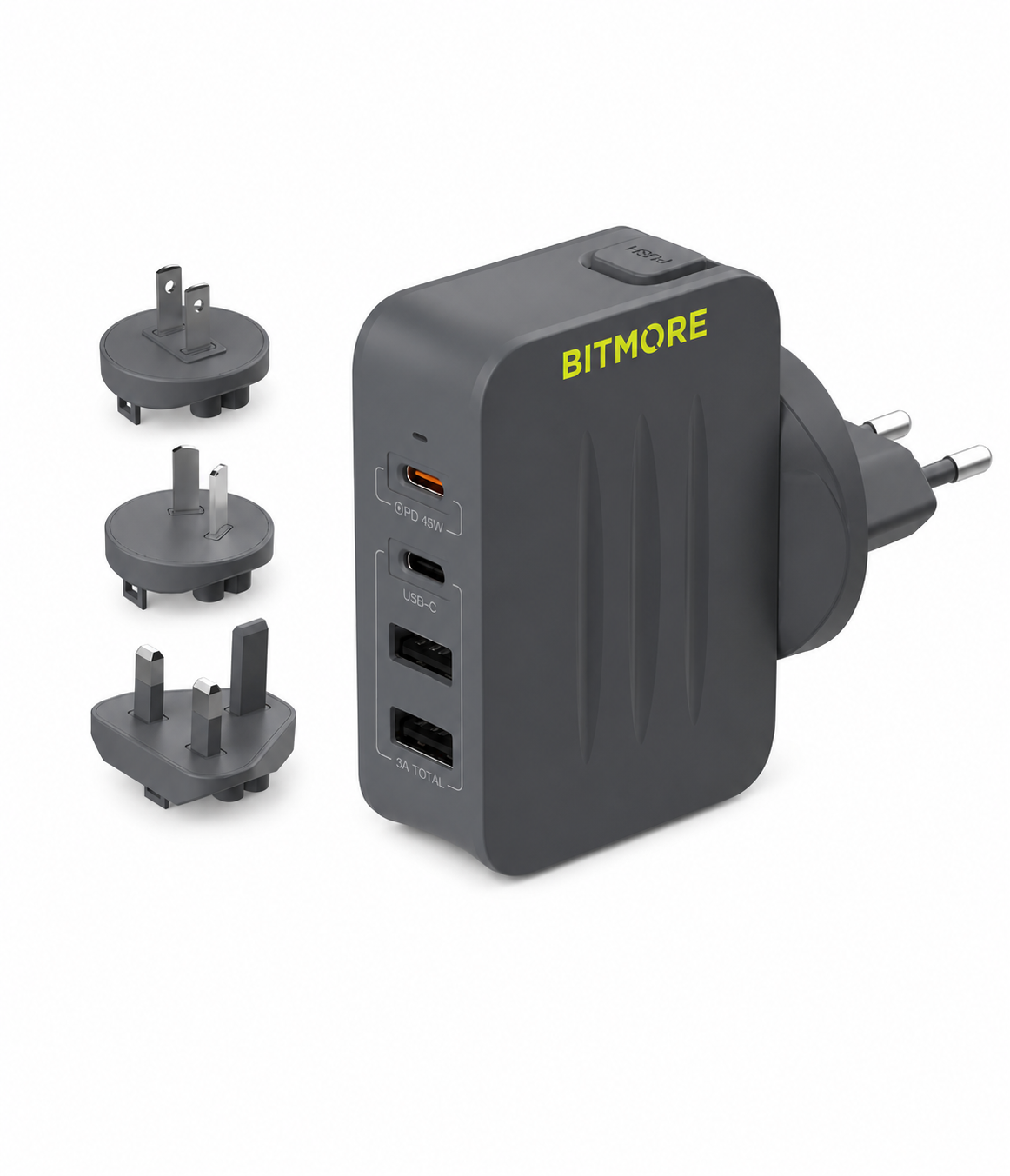 45w Worldwide 4 port USB Adapter (Laptop Ready) - bitmore.co.uk