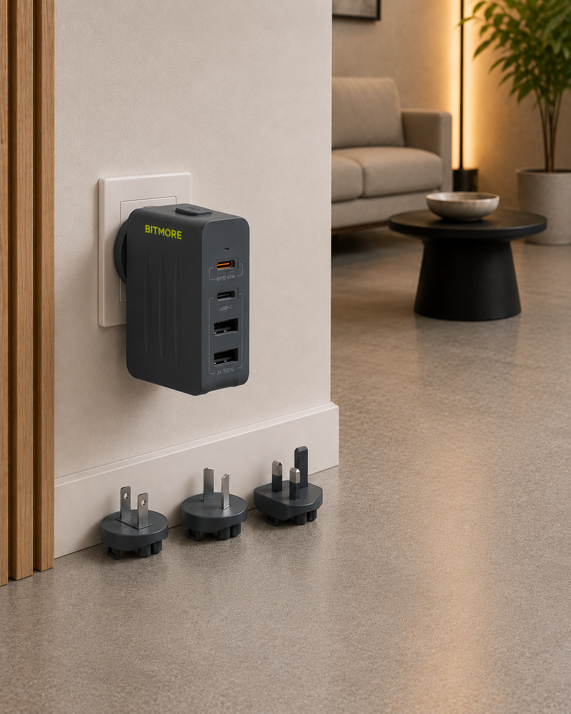 45w Worldwide 4 port USB Adapter (Laptop Ready) - bitmore.co.uk