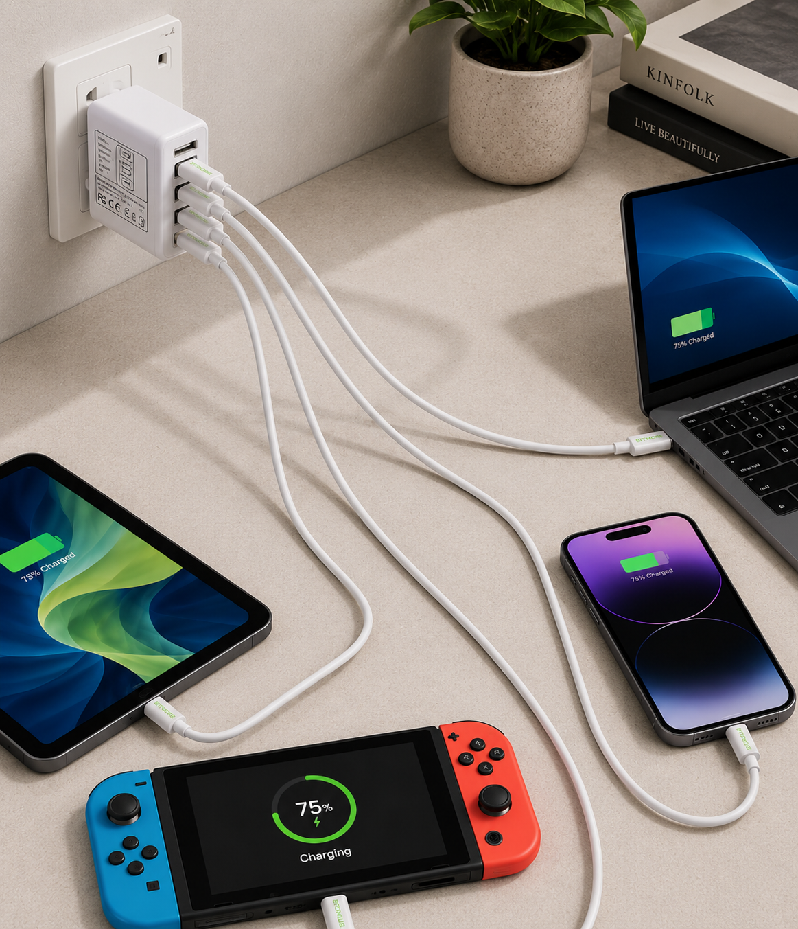 4 Port USB Worldwide Adapter Suitable for use in over 175+ Countries - bitmore.co.uk