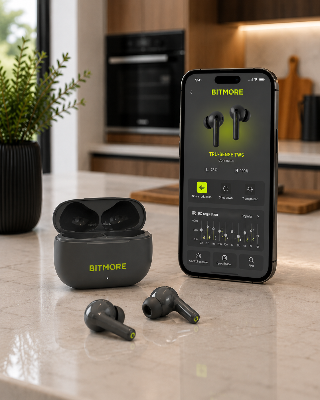 Active Noise Cancelling TWS Earbuds with APP - bitmore.co.uk