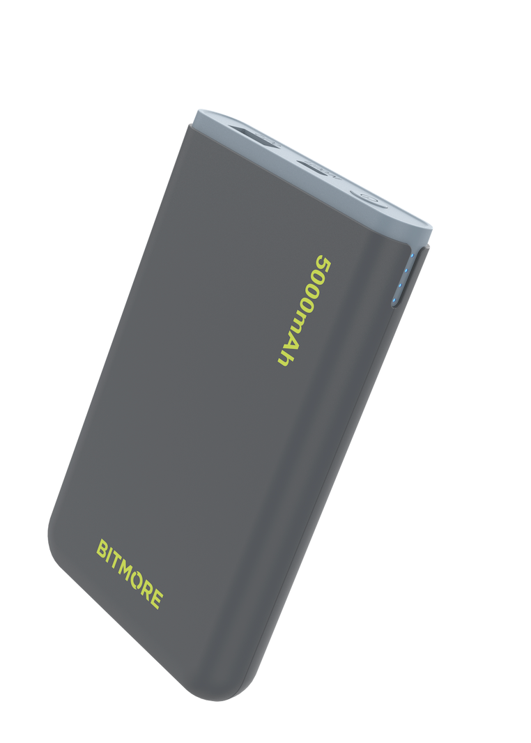 5000mAh Recycled Power Bank with USB-A and USB-C Outputs - bitmore.co.uk