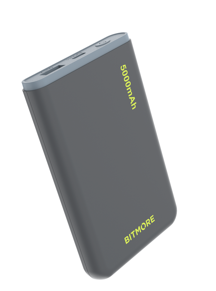 5000mAh Recycled Power Bank with USB-A and USB-C Outputs - bitmore.co.uk